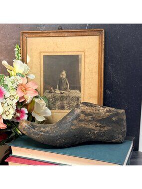 Primitive Wooden Shoe Mold Rustic Decor‎ Reclaimed Antique Wood Display 9-10"
